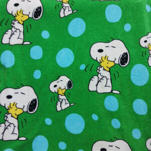 Peanuts Snoopy Woodstock Blanket Green Fleece 60 x 44